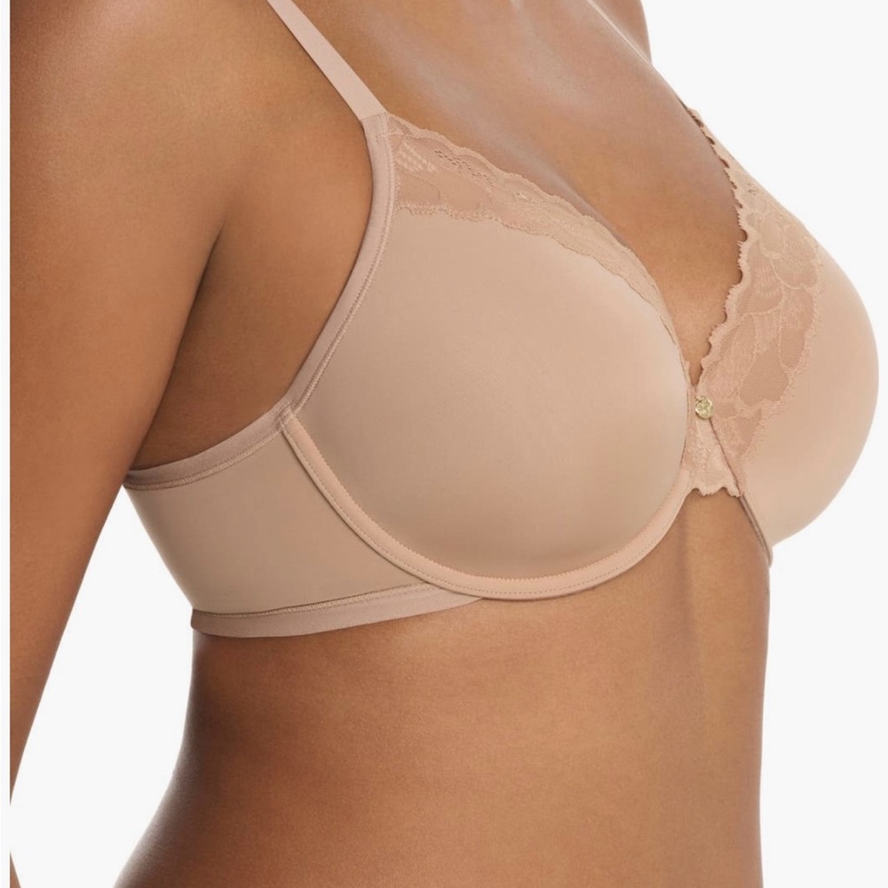 NWT - Natori Refined Underwire Contour - Lace Trimmed Bra Beige 36 DDD - Picture 3 of 6